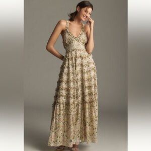 Mac Duggal Halter Tiered Ruffled Maxi Dress